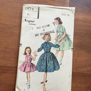 Vogue Pattern Original Vintage Instructions no 2874 Gift Birthday Present