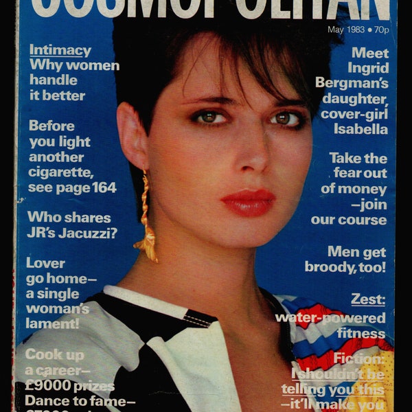 Cosmopolitan UK May 1983 Original Vintage Fashion Magazine Isabella Rossellini cover