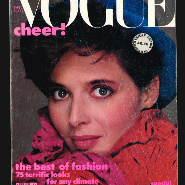 Vogue US Dec 1983  Original Vintage Fashion Magazine Isabella Rossellini Cover