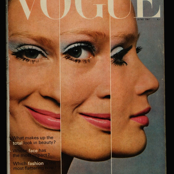 Vogue June 1967 Original Vintage Fashion Magazine Jean Shrimpton Twiggy  Celia Hammond  cover photo by David Bailey