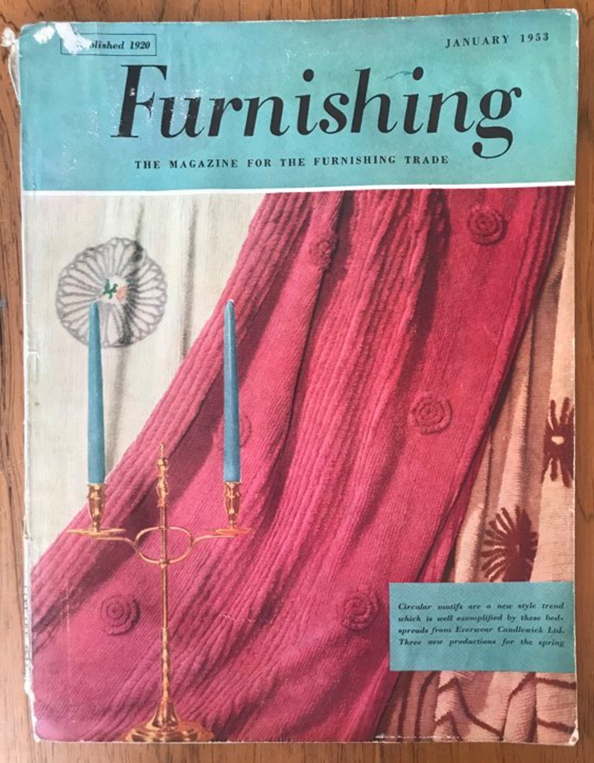 Furnishing Trade Jan 1953 Circular Motifs  Original Vintage Home Decoration Magazine Gift Present Birthday