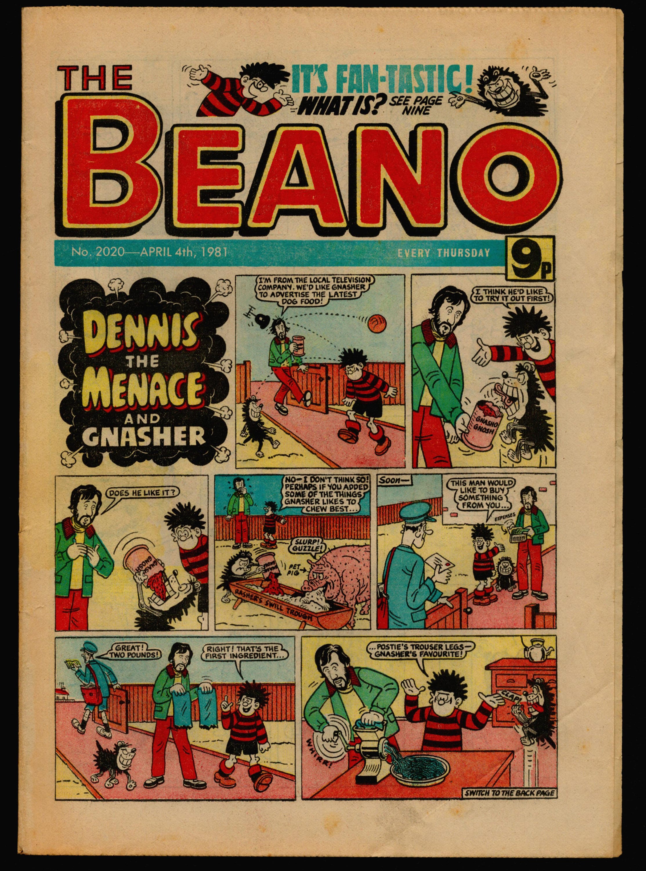 Beano no 2020  April 4 1981 UK Original British  Vintage Comics  Magazine 41st Birthday Gift Present Dennis the Menace & Gnasher