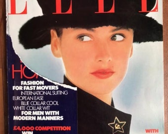 Elle UK Oct 1987  British Original Vintage Fashion Magazine Birthday Gift Present inside Madonna Jerry Hall