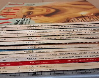 Vogue UK  1976 Lot x13 copies  British Original Fashion Vintage Magazine