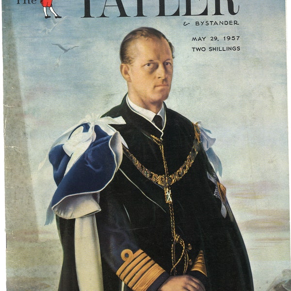 Tatler UK 29 mai 1957 British Original vintage Rare Retro Fashion Magazine Gift Present Birthday Prince Philip Pietro Annigoni cover