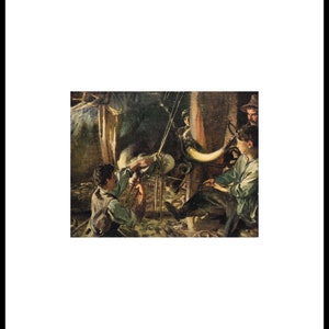 Shoeing the Ox J.S. Sargent Original Tear sheet Window Mounted Ready for Framing