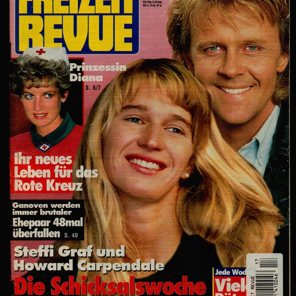 Freizeit Revue 20 avril 1994 Original allemand vintage magazine Princesse de Galles Diana Steffi Graf Howard Carpendale 30e