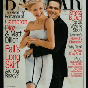 Harper&#39;s Bazaar US Aug 1998 Original Vintage Fashion Magazine  cover: Cameron Diaz ,Matt Dillon
