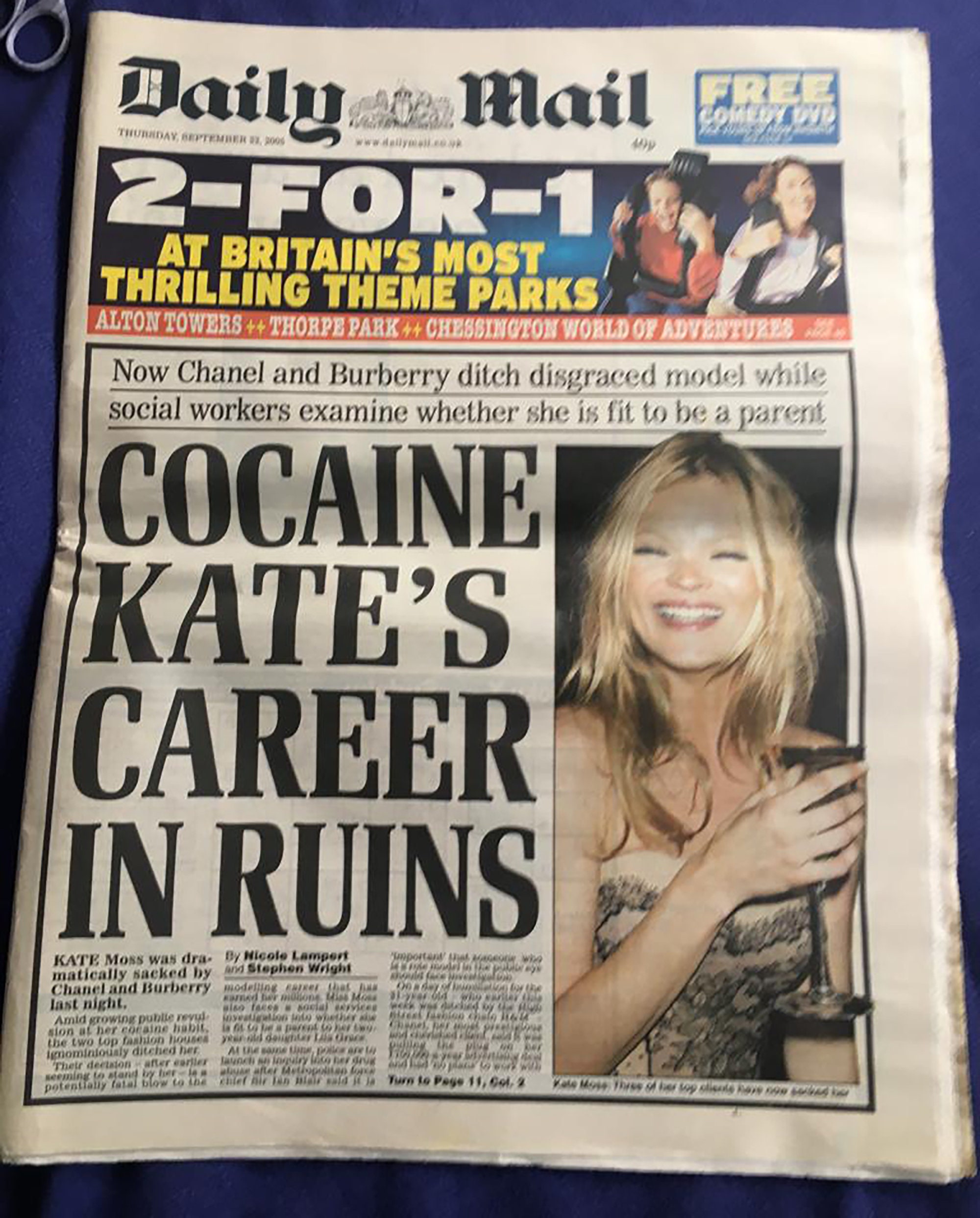 Daily Mail Sept 22 2005 Original Newspaper Kate Moss Headline - Etsy