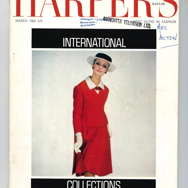 Harper's Bazaar UK March 1964 Original Vintage Fashion Magazine