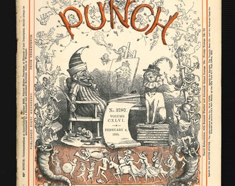 Punch 4 febbraio 1914 Rivista di satira originale vintage