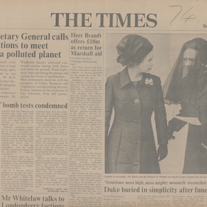 The Times 6 juni 1972 Originele Zeldzame Vintage Krant Verjaardag Koningin Elizabeth