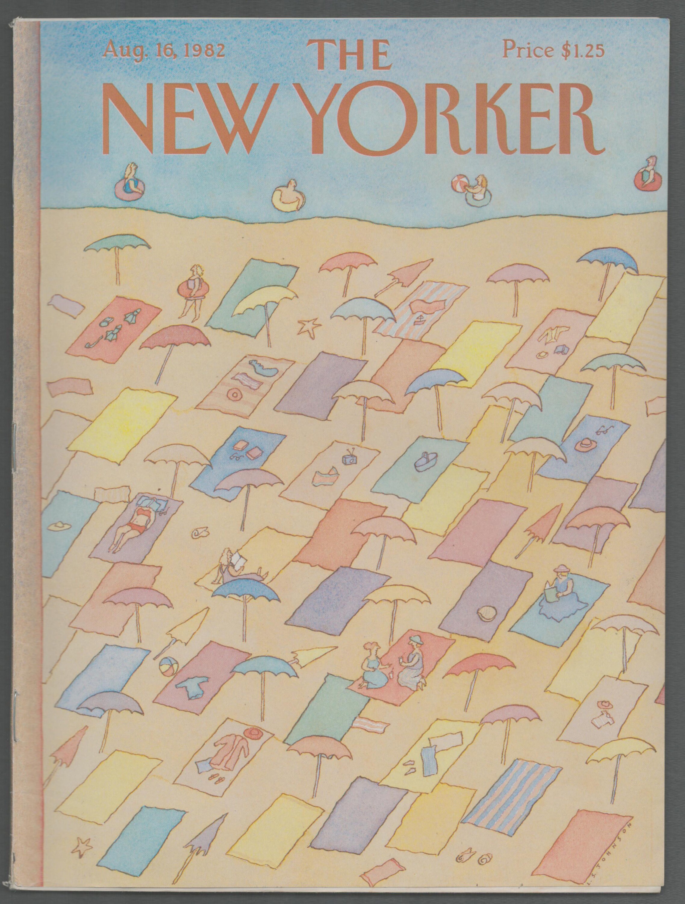 New Yorker Aug 16 1982 Vintage Magazine Lonni Sue Johnson Beach Blankets  Birthday Gift Present