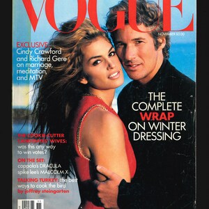 Vogue US Nov 1992 Original Vintage Magazine Richard Gere Cindy