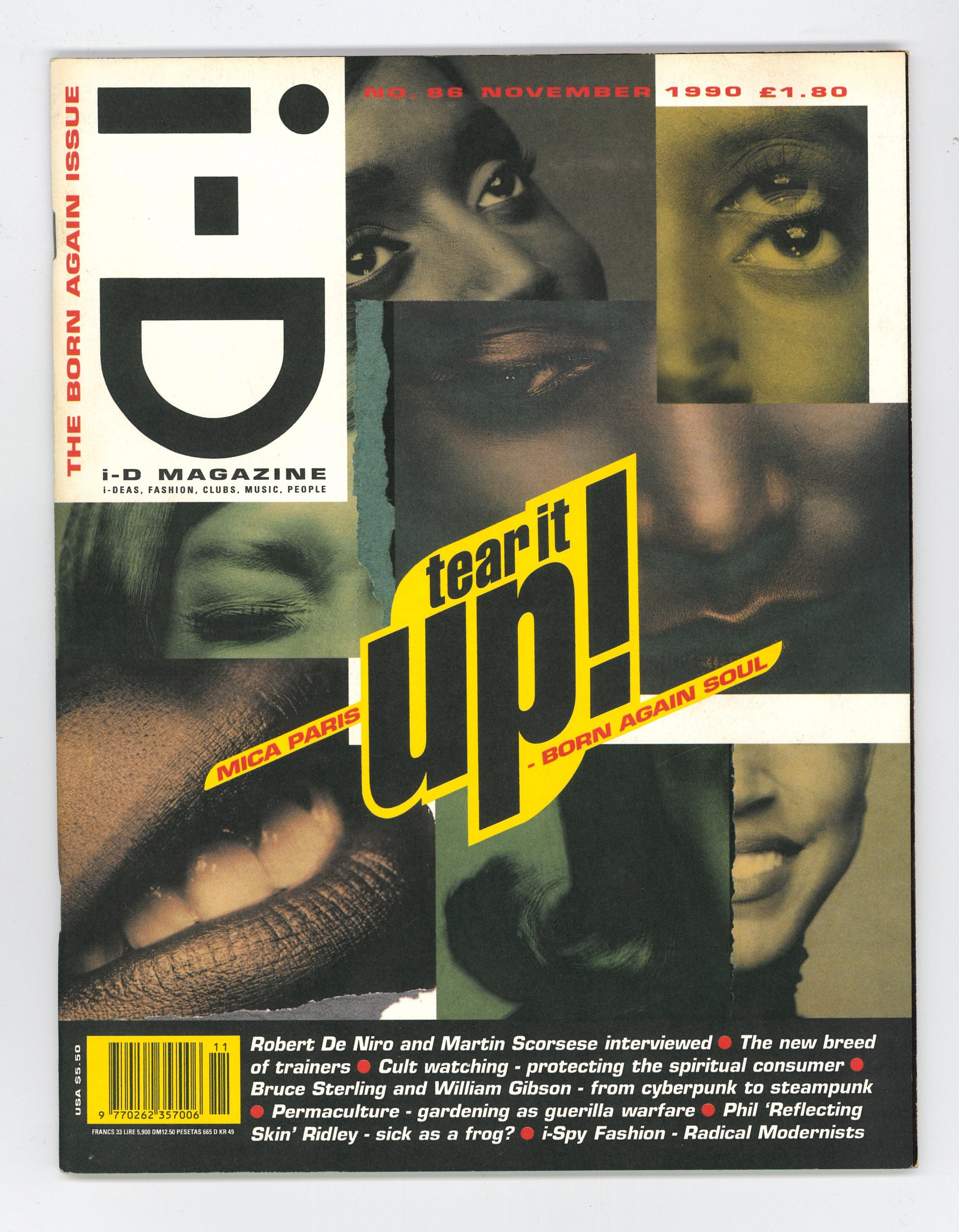 i-D Magazine no 86 Nov 1990 THE BORN AGAIN Issue Mica Paris Robert de Niro