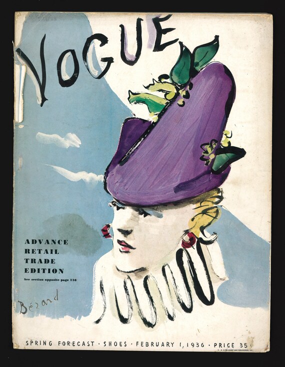 VOGUE 米国版 2月号 ヴィンテージ雑誌 Vogue US Feb 1, 1936 Original Vintage Fashion Magazine Advance