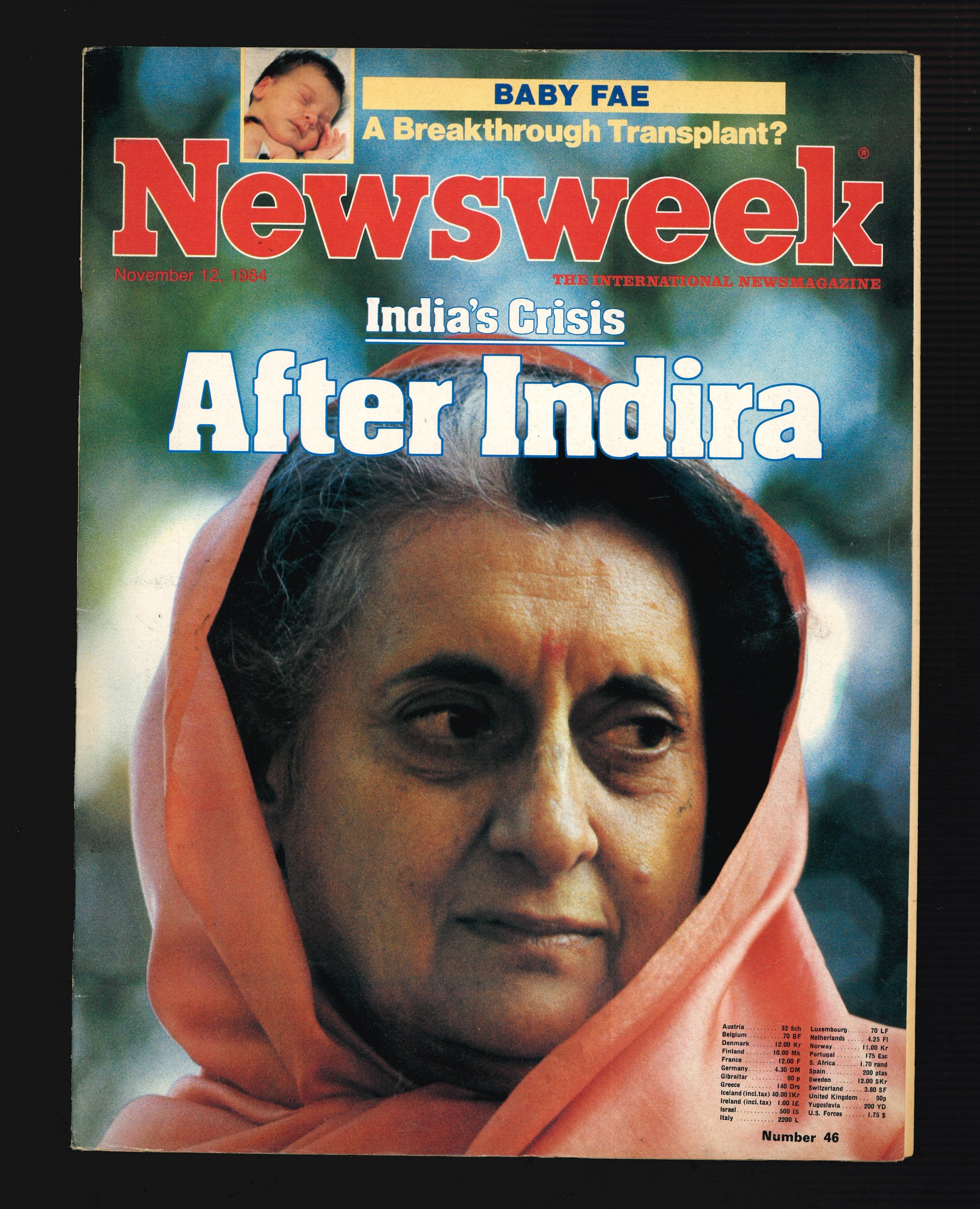 Newsweek Magazine Nov 12 1984 India's Crisis After Indira Gandhi