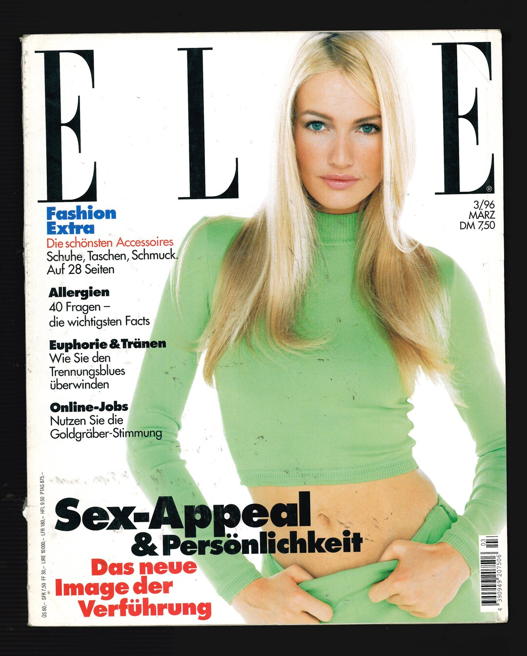 ELLE 米国版 1996年3月号 ヴィンテージ雑誌 Elle March 1996 German Edition Vintage Magazine - Etsy