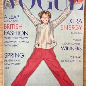 Vogue UK March 15th 1976 British Original Vintage Fashion Magazine Guy Bourdin Susana Gimenez cover photo by Toscani