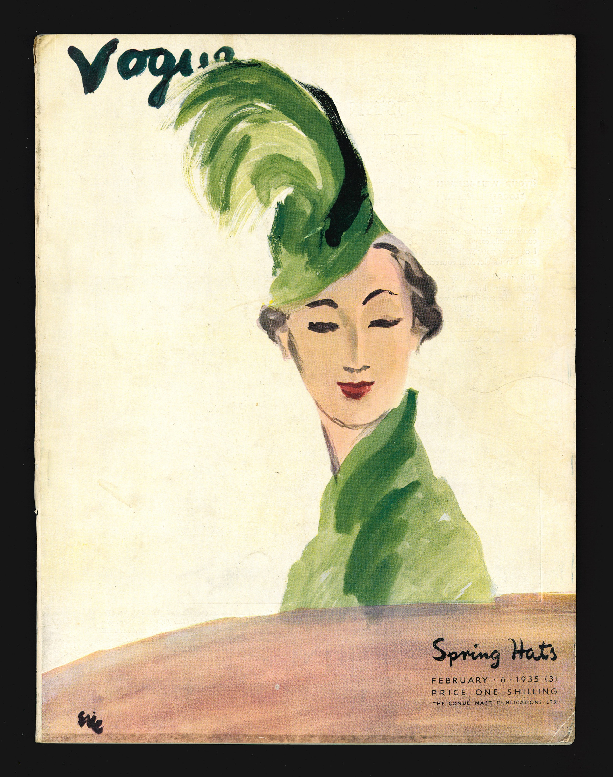 Vogue UK Feb 6 1935 Original Vintage Fashion Magazine Spring Hats 