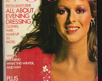 Vogue UK Oct 1st 1972 British Original Vintage Fashion Magazine  Birthday photo by Penati Special Beauty Issue