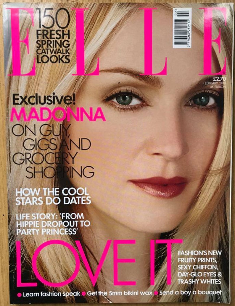 Elle February British Original Vintage Fashion Magazine Gift Birthday Present Madonna cover image 1