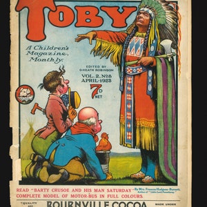 Toby Children&#39;s vol 2 n. 28 aprile 1923 Rivista mensile Scarce Heath Robinson Modificato