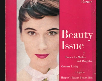 Harper's Bazaar UK July 1955 Original Vintage Rare Retro Fashion Magazine Richard Avedon Beauty Issue
