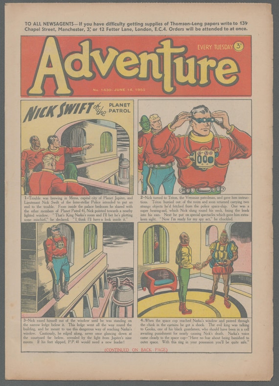 Adventure British Weekly Comics No 1430 June 14 1952 Nick - Etsy Denmark