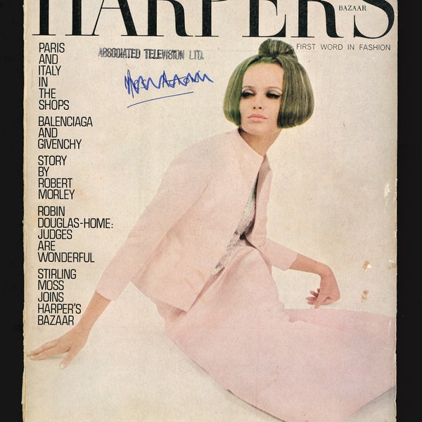 Harper's Bazaar UK Oct 1963 Original Vintage Rare Retro Fashion Magazine cover: Veruscka