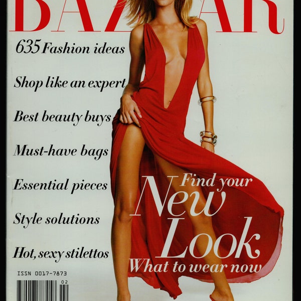 Harper's Bazaar US Feb 2002 American Original  Fashion Magazine cover : Gisele Bundchen Reversible cover Full Length