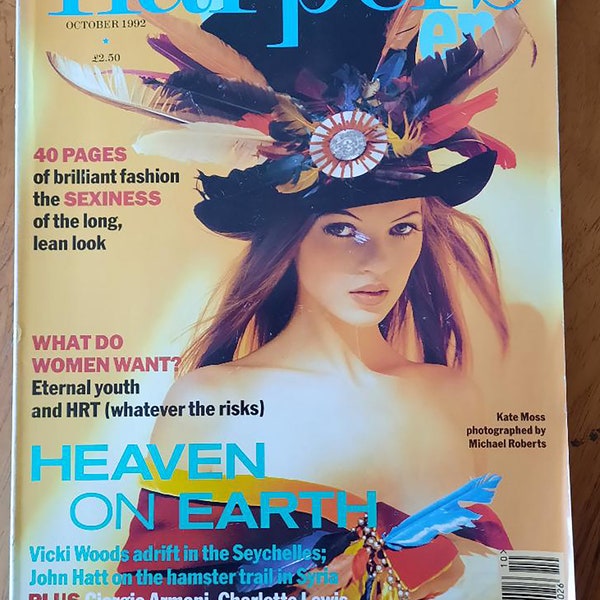 Harpers & Queen UK Oct 1992 Kate Moss cover Original Fashion Magazine Birthday Gift Present