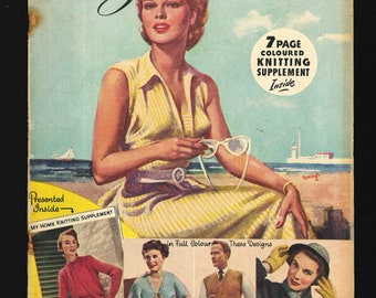 My Home Sept 1953 Original Vintage-Frauenmagazin Strickmuster Nähen Royalty Kochen