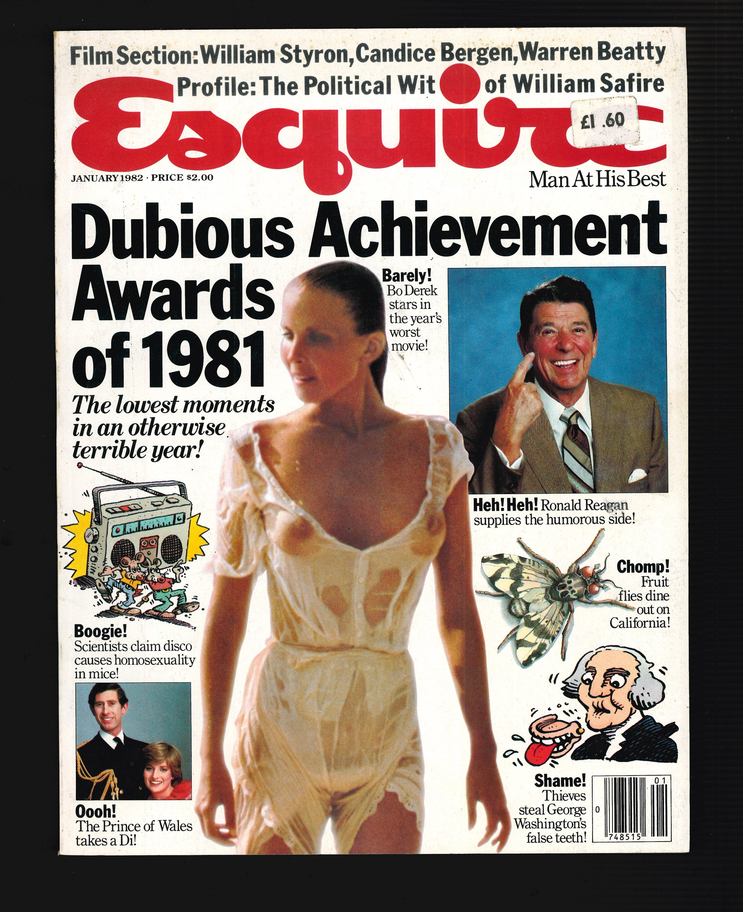 Esquire Magazine January 1982  William Styron, Bo Derek, Princess Di