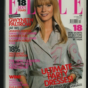 Elle UK Oct 2003 Original Vintage Fashion Magazine cover : Gwyneth Paltrow (at 18)