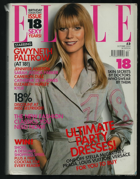 Elle UK Oct 2003 Original Vintage Fashion Magazine Cover : Gwyneth