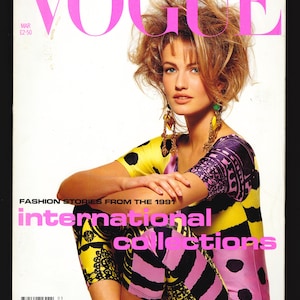 Vogue UK marzo 1991 Rivista di moda vintage originale Karen Mulder