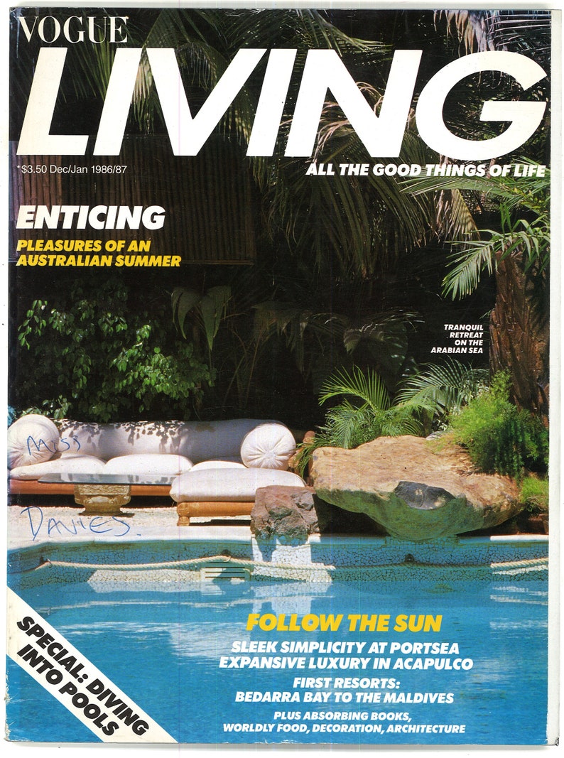 Vogue Living US No 10 December 1986 January 1987 Vintage Original ...