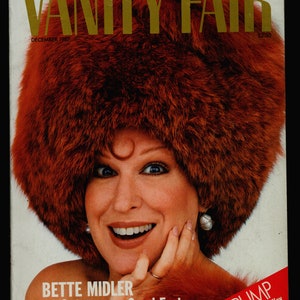 Vanity Fair US Dec 1987 Vintage Fashion Magazine Bette Midler cover,Donald Trump, Madonna , Fred Astaire