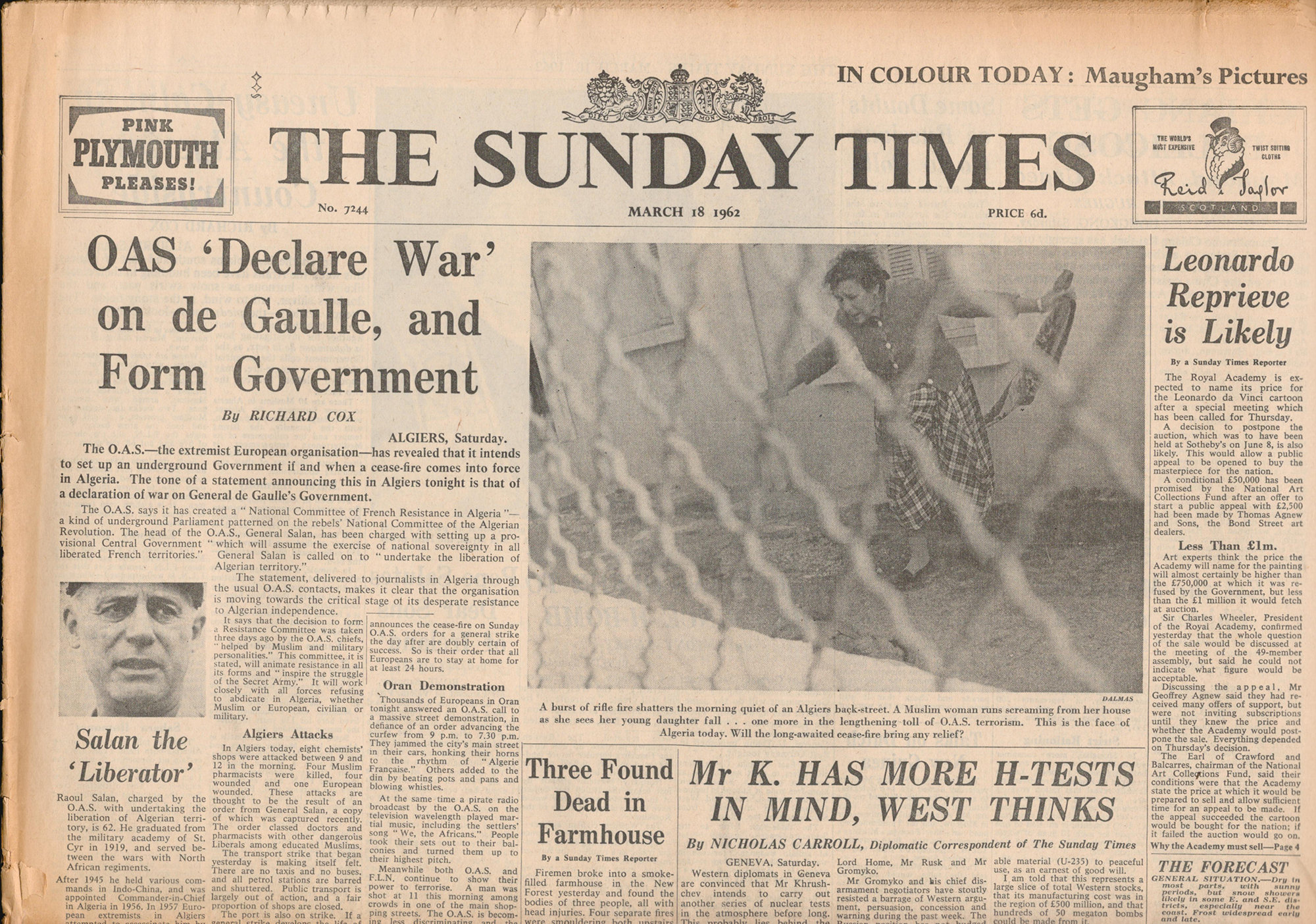 Sunday Times March 18 1962 Original Rare Vintage Newspaper   Birthday
