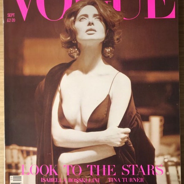 Vogue UK Sept 1989 Geburtstagsgeschenk Isabella Rossellini Cover Original British Vintage Magazin