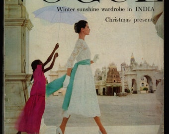 Vogue UK Nov 1956 Vintage Fashion Magazine  Barbara Mullen Norman Parkinson Anne Gunning India