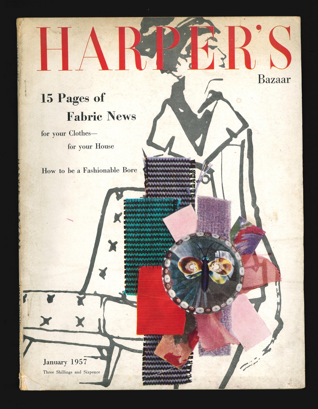 Harper's Bazaar UK Jan 1957 Vintage Rare Retro Original Fashion ...
