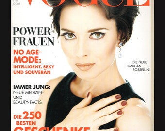 Vogue Deutsch, noviembre de 1995, revista alemana vintage original Isabella Rossellini