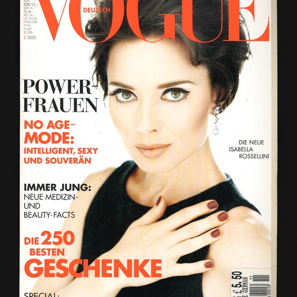 Vogue Deutsch Nov 1995 German Vintage Original Magazine Isabella Rossellini