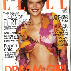 Elle UK April 1999 British Original Vintage Fashion Magazine Birthday Gift Present Eva Herzigova  cover photo by Mark Abrahams