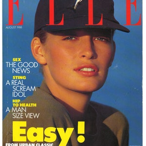 Elle UK Edition Aug 1988 British  Original Vintage Fashion Magazine Louise Dahl-Wolfe Sean Penn Hopper Duval Sting Estelle Lefebure cover