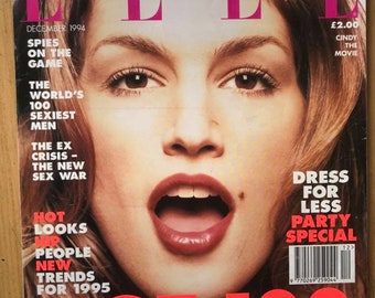 Elle UK Dec 1994 Original Vintage Retro Magazine Gift Present Birthday Cindy Crawford  cover 30th
