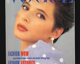 Vogue UK Julio 1984 Revista de moda vintage original británica Isabella Rossellini portada 40.º