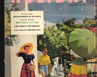 Holiday Feb 1951 vol 9 no 2 US Original Vintage Magazin Minneapolis & St. Paul Jungferninseln Indiana Universität